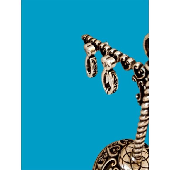 BRIGHTON Earrings Heart Post With Door Knocker Over Rings 1.25" Drop - Picture 2 of 6